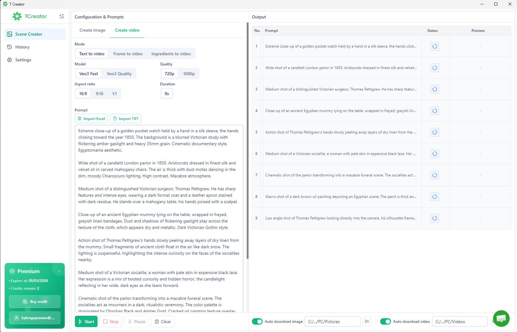 T Creator — Video generation